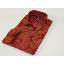 Men's Silky Paisley Floral Shirt By JT Milano AVM Turkey Slim Fit 600-28 Rust image 5