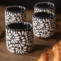 Artisan Talavera Espresso Cups 4oz Set of 4, Día y noche, Hand-Painted - $42.56