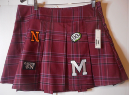 No Boundaries Pleated Plaid Skirt Sz L (11-13) School Girls Burgundy 90s... - $12.38