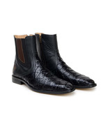 Belvedere Lima Genuine Pirarucu Skin Pebble Grain Calf Chukka Boot Black - $843.32 CAD