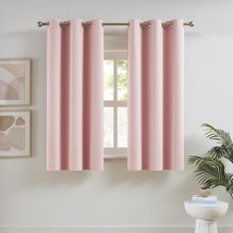 Dualife Pink Curtains 45 Inch Length For Kids Room Thermal Insulated Blackout - £26.15 GBP