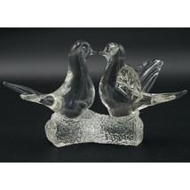 Vintage Murano Glass Love Birds on Branch Art Clear Doves Figurine - £38.50 GBP