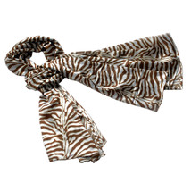 Blancho Brown Funky Zebra Animal Pattern super soft Silk Scarf/Wrap/Shawl(Large) - £21.48 GBP