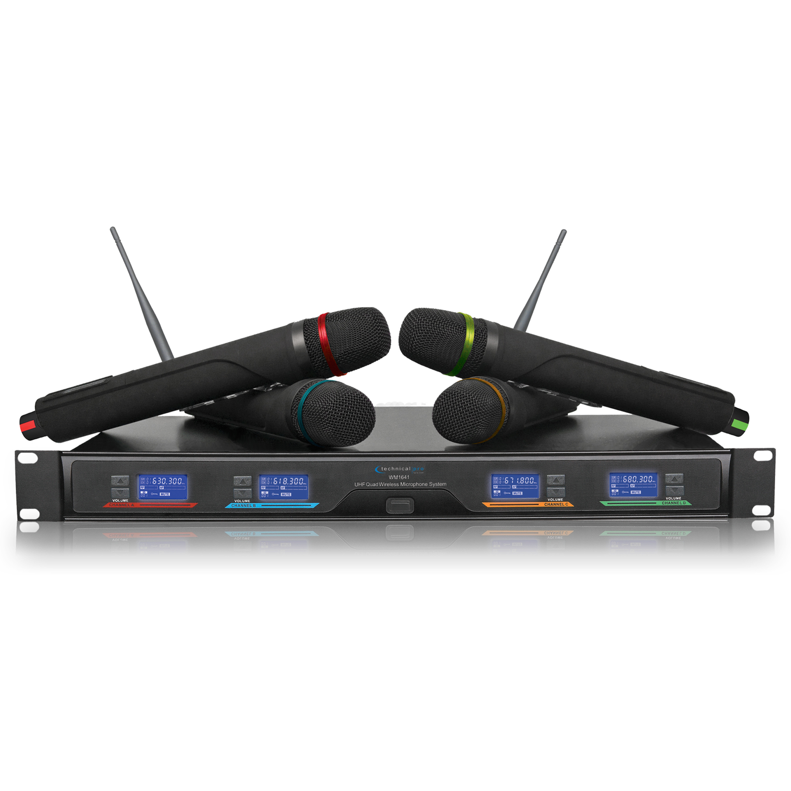 Technical Pro Professional UHF Quad Wireless Microphone System with LCD Display - $249.99