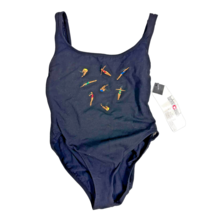 VTG 70s 80s Harbour Casuals Swimsuit NWT Divers Embroidery Black Sz M Ro... - $1,757.03 MXN