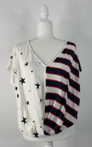 lazy sundays NWT women’s M red white blue Stars Stripes short sleeve top H2 - £11.09 GBP