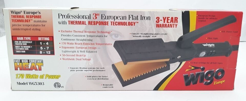 WIGO Professional 3" European Flat Iron Iron Thermal Response Technology WG5303 - £35.23 GBP