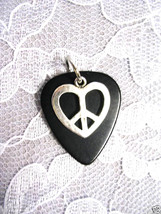 BLACK GUITAR PICK ALLOY HEART SHAPED PEACE SIGN SYMBOL PENDANT ADJ NECKLACE - $4.99 BLACK GUITAR PICK ALLOY HEART SHAPED PEACE SIGN SYMBOL PENDANT ADJ NECKLACE - $4.99