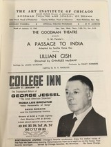 1963 Stagebill The Goodman Theatre Lillian Gish in A Passage To India - £14.86 GBP