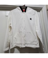 Liz Claiborne Hooded White Terry Cloth Button up Oversized Hooded Shirt ... - $29.06