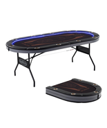 Poker Table 10 Player LED Texas Holdem Game Folding Casino Leg Cup Holde... - €325,01 EUR