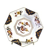 Vtg Hexagonal Porcelain Bowl Floral Design Scalloped Edges Gold Trim Mad... - $37.36 CAD