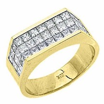 18k Yellow Gold 2 Carat Princess Cut Invisible Set Diamond Wedding Band - £1,678.27 GBP