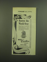 1946 Ritz Carlton Hotel Advertisement - Known the world over - £14.53 GBP