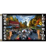 Work Sucks Let&#39;s Ride Flag - 3x5 Ft - €15,77 EUR