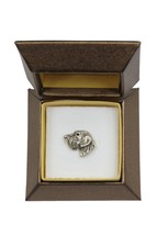 NEW, Irish Wolfhound (head) 2, dog pin, in casket, limited edition, ArtDog - £10.60 GBP