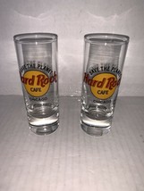 Vintage Pair Of souvenir Hard Rock Cafe "Save The Planet" Chicago shot glass 4" - £14.03 GBP
