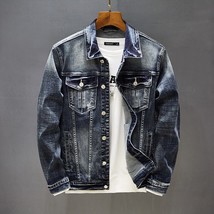 Autumn Men High Quality Stretch skinny denim jacket Button Retro  Slim Street We - £113.92 GBP