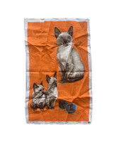 Vintage Siamese Cats Ulster Ireland Irish Tea Towel Linen Kitchen Towel Kittens - £27.30 GBP