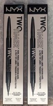 SEALED NYX Two Timer Kohl Pencil Liner &amp; Felt Tip Liner TT01 Jet Black 2... - £7.70 GBP