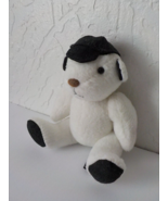 Nine West Vintage Tiny Teddy Bear Stuffed Plush White Black Beisball Hat 4&quot; - £10.11 GBP