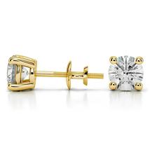 14k Solid Yellow Gold 1.00CT Round Cut Lab Grown Diamond Women&#39;s Stud Earrings - £495.45 GBP