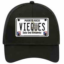 Vieques Puerto Rico Novelty Black Mesh License Plate Hat - £22.92 GBP