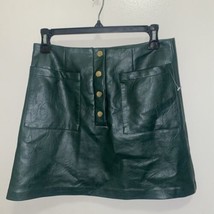 Forever 21 Juniors Dark Emerald Green Mini Skirt S Small Faux Leather Waist 26” - £6.06 GBP