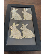 Tahari Home EASTER Bunny Rabbit Rhinestone Goldtone  Napkin Rings Set of 4 - £25.93 GBP
