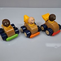 Vintage Lot Of 3 Wood Playskool 90s Construction Vehicles Cement Dozer Tow Truck - £9.87 GBP