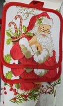 5pc Kitchen Set:2 Pot Holders,2 Towels &amp; 1 Oven Mitt,Christmas Santa With Bag,Am - £11.89 GBP