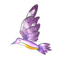 Purple Stained Glass and Metal Hummingbird Ornament Outdoors or indoors Gift - £9.26 GBP