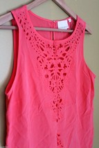 NWT Cynthia Rowley 100% Silk Bright Coral Pink Cut Out Summer Top Blouse... - £33.09 GBP