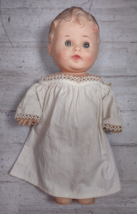 Vintage Sun Rubber Co Tod-L-Tot Squeaker Toy Baby Doll with Dress 1950s 10&quot; - £7.86 GBP
