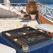 LaModaHome Star Antique Turkish Backgammon Set, Elite Vinyl Cellophane Coated Tu - £50.59 GBP