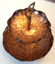 Gregorian VTG SOLID COPPER Snack Server 2 Tier Candy Nut Dish Fluted Par... - £27.32 GBP