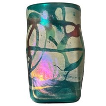 Antique Iridescent Pulled Feather Art Glass Vase Signed Fillingame 1980 - £33.59 GBP