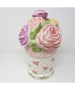 Gibson Bouquet Of  Embossed Roses Ceramic Cookie Jar 12.5” Tall EUC - £19.48 GBP