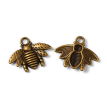 2 Bee Charms Antique Bronze Tone Bumblebee Honeybee Pendants  - £1.53 GBP