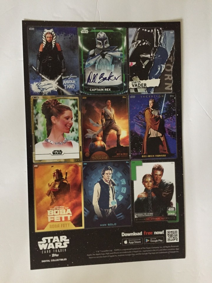 Topps Card Trader Star Wars 11&#39;&#39; x 17&#39;&#39; 9 Card Black Poster From 2022 SWC - $13.46