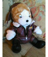 Avaitor Stuffed Animal Dog wearing avaitor Jacket and skullcap Flight Pl... - $24.00