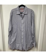 Thomas Pink Mens Prestige French Cuff Long Sleeve Button Up Blue Neck Si... - $37.62