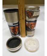 2 NFL Chicago Bears Travel Stainless Steel Cups Mugs 18 oz. w/ Metal Emb... - £19.21 GBP