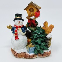 Vintage Christmas Village Figurine Snowman W/ Birdhouse And Squirrel Rite Aid - £9.98 GBP