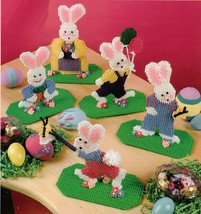 Plastic Canvas Easter Bunny Favors Sitters Cupcakes Family Of 5 On Base Pattern - $12.99