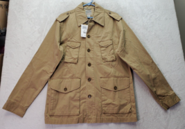 Lucky Brand Utility Chore Jacket Men&#39;s Medium Khaki Cotton Collared Button Front - £44.79 GBP