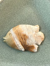 Nicely Carved Large Cream &amp; Tan Stone Ocean Tropical Freshwater Fish Pendant or  - £8.94 GBP