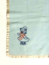 Vtg Primitive Baby Receiving Blanket Mother Goose 38x23 Satin Trim Waffle Weave - $39.55