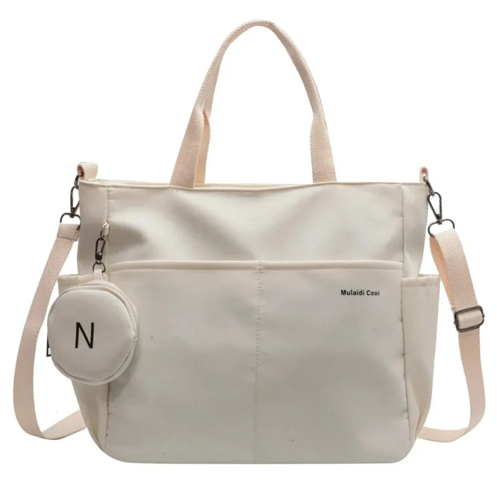 Nylon Shoulder Bag New Solid Color Portable Crossbody Tote Bag Large Cap... - $25.35