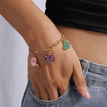 Purple Enamel &amp; 18K Gold-Plated Pumpkin Witch Hat Charm Bracelet - £11.18 GBP